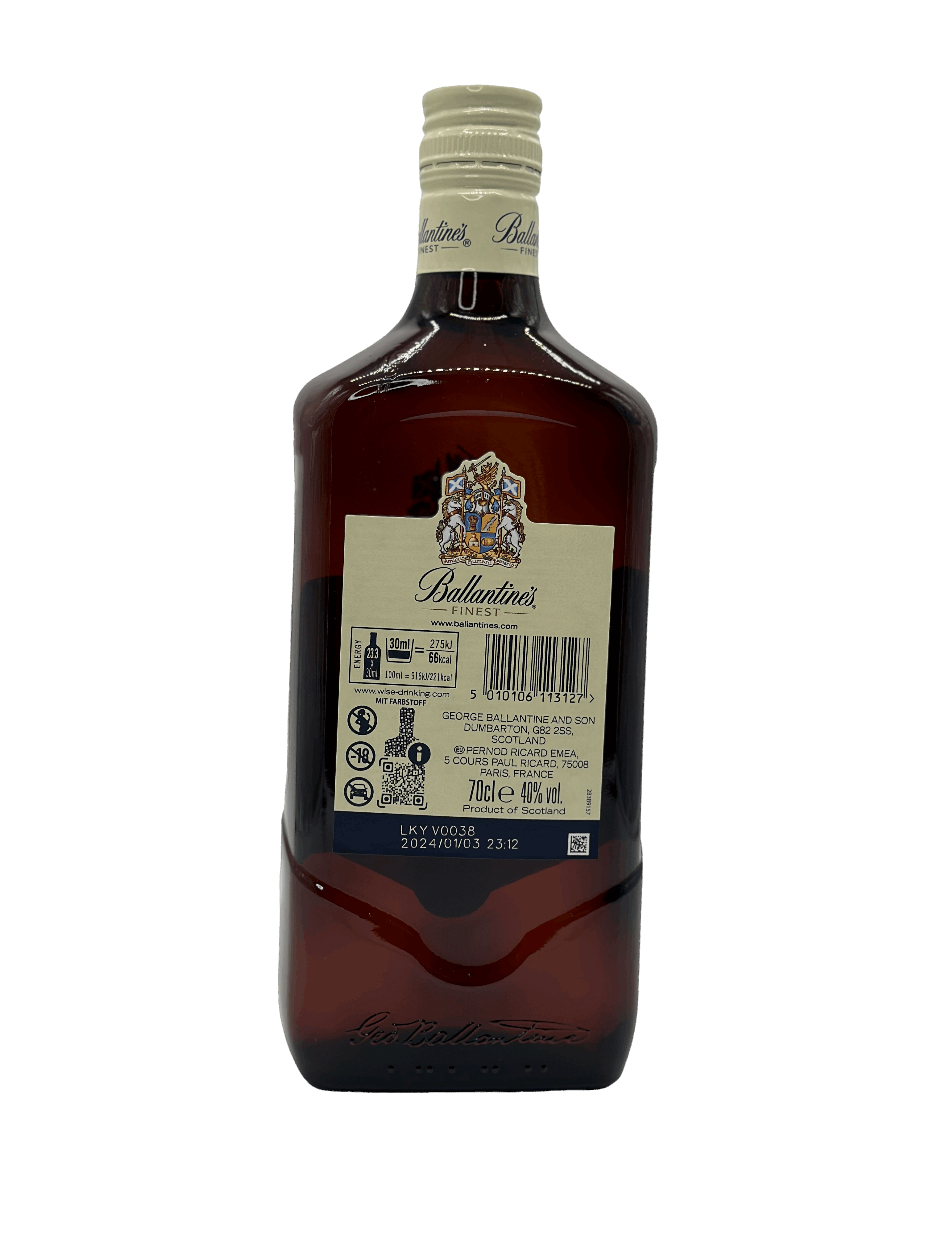 Ballantine's Finest Blended Scotch Whisky 0.7l Glas