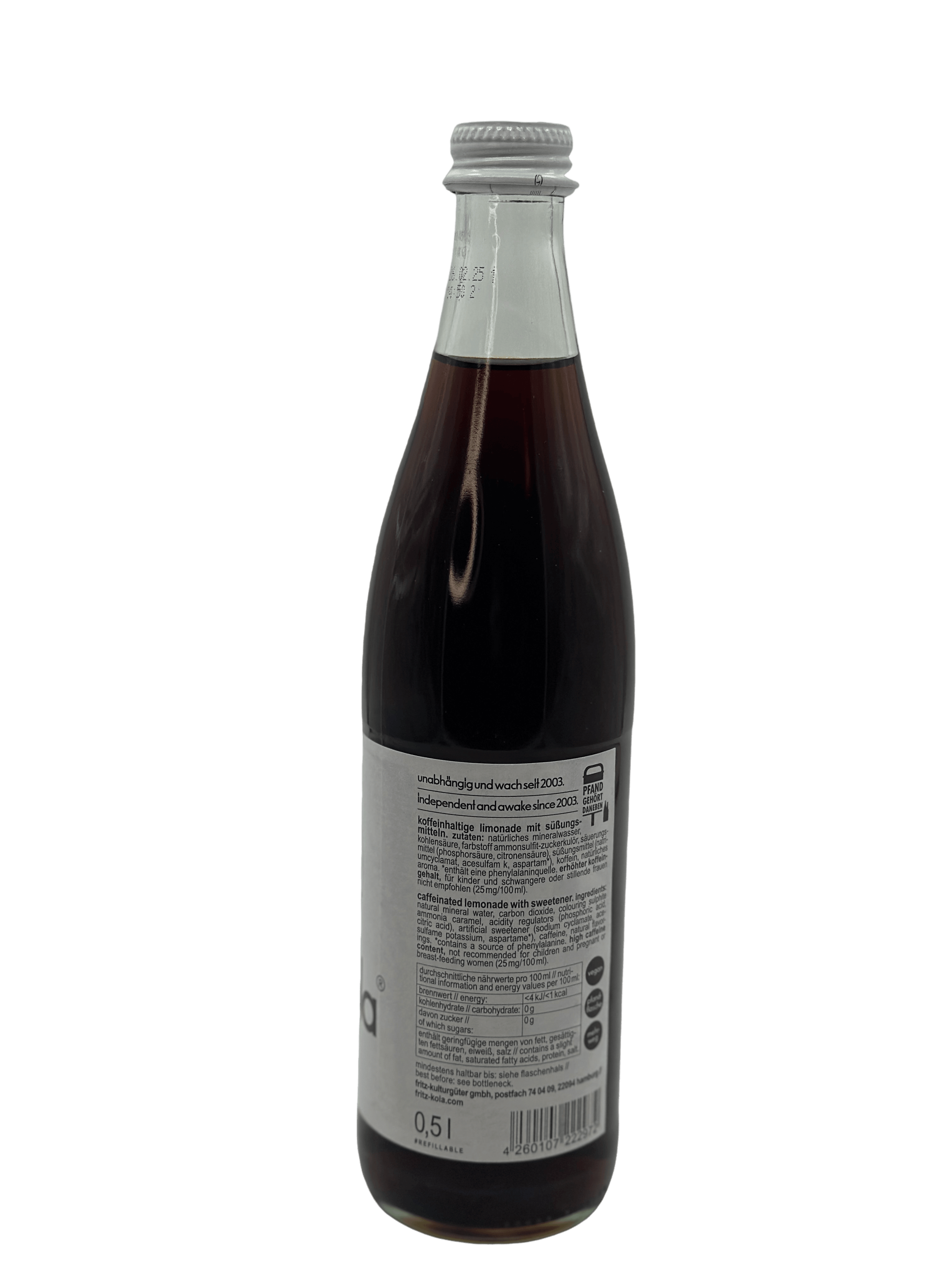fritz-kola Ohne Zucker 10 x 0.5l Glas