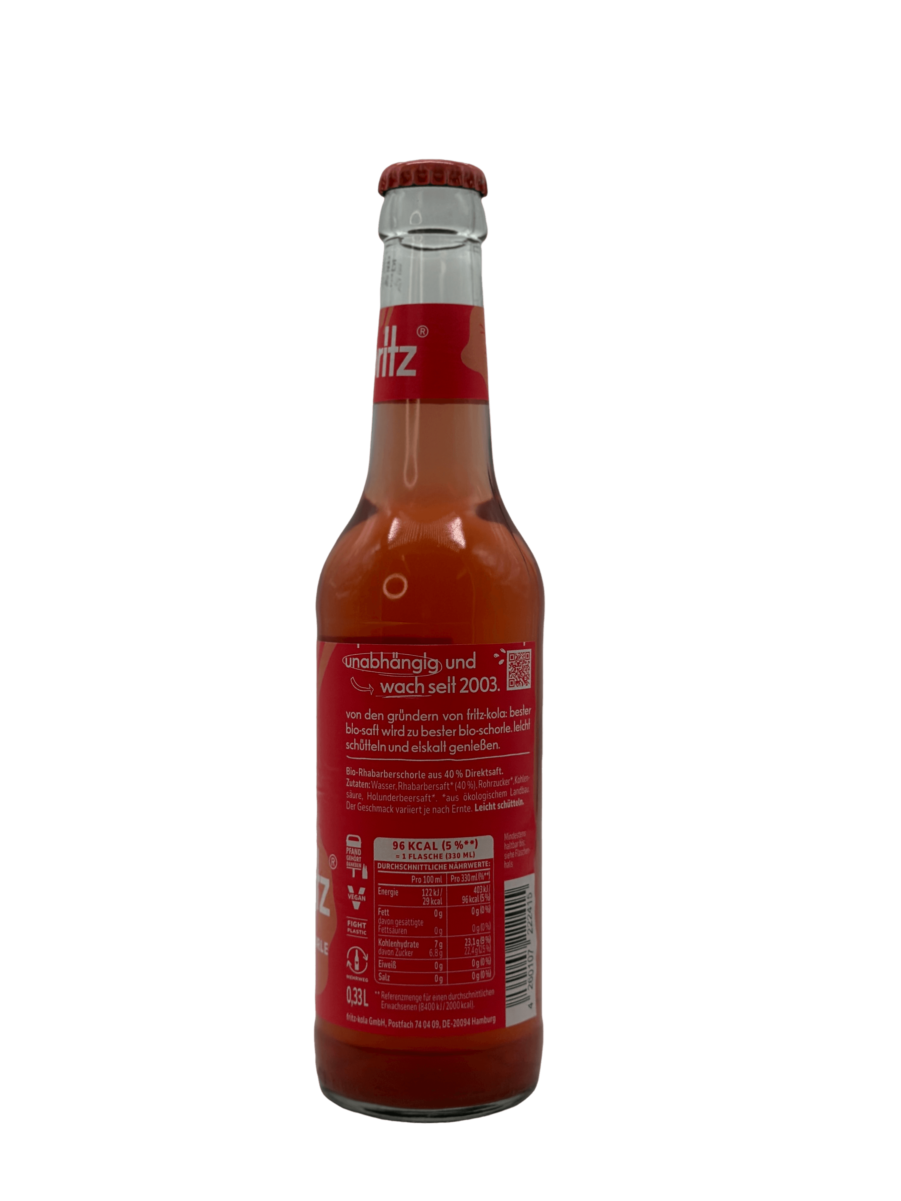 fritz-kola Bio-Rhabarberschorle 24 x 0.33l Glas