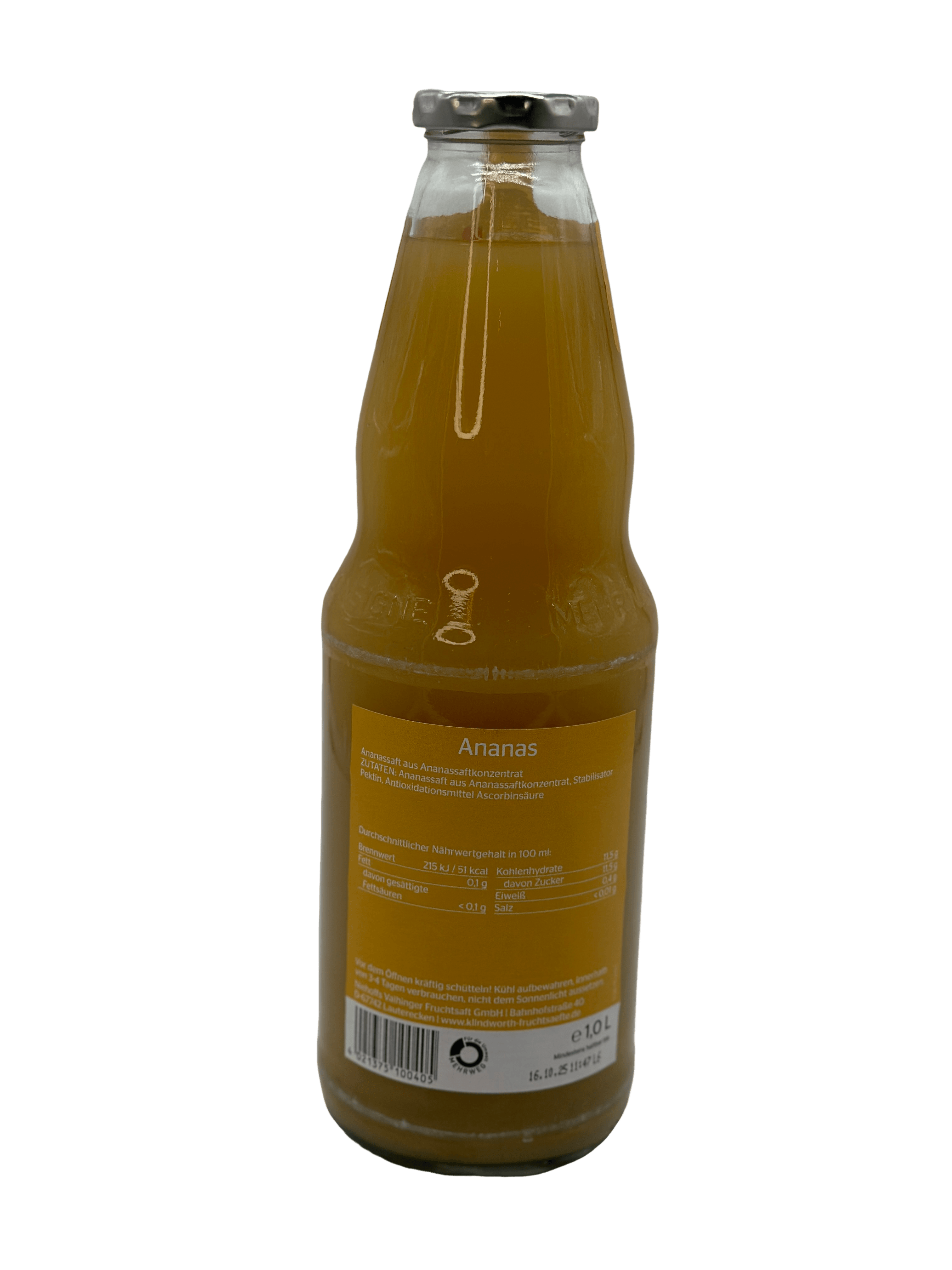 Klindworth Ananassaft 6 x 1l Glas