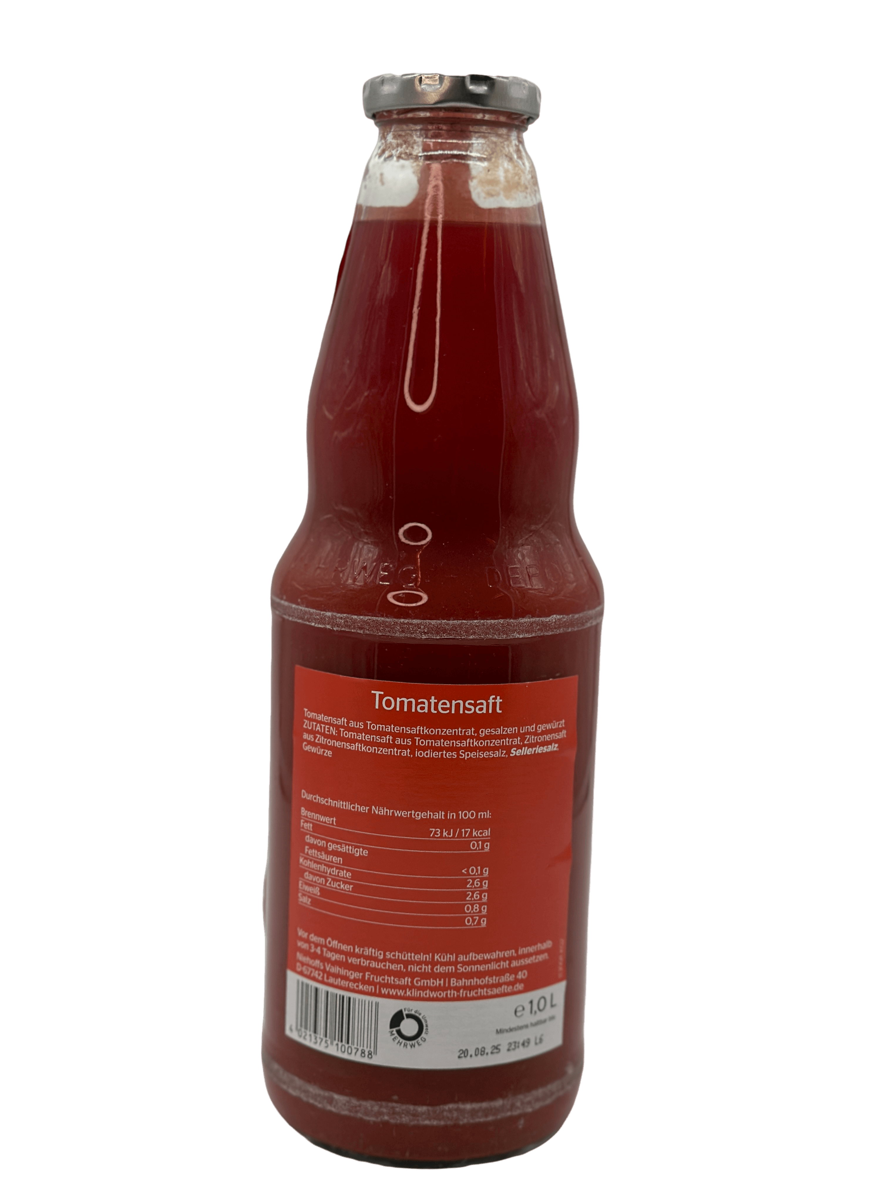 Klindworth Tomatensaft 6 x 1l Glas